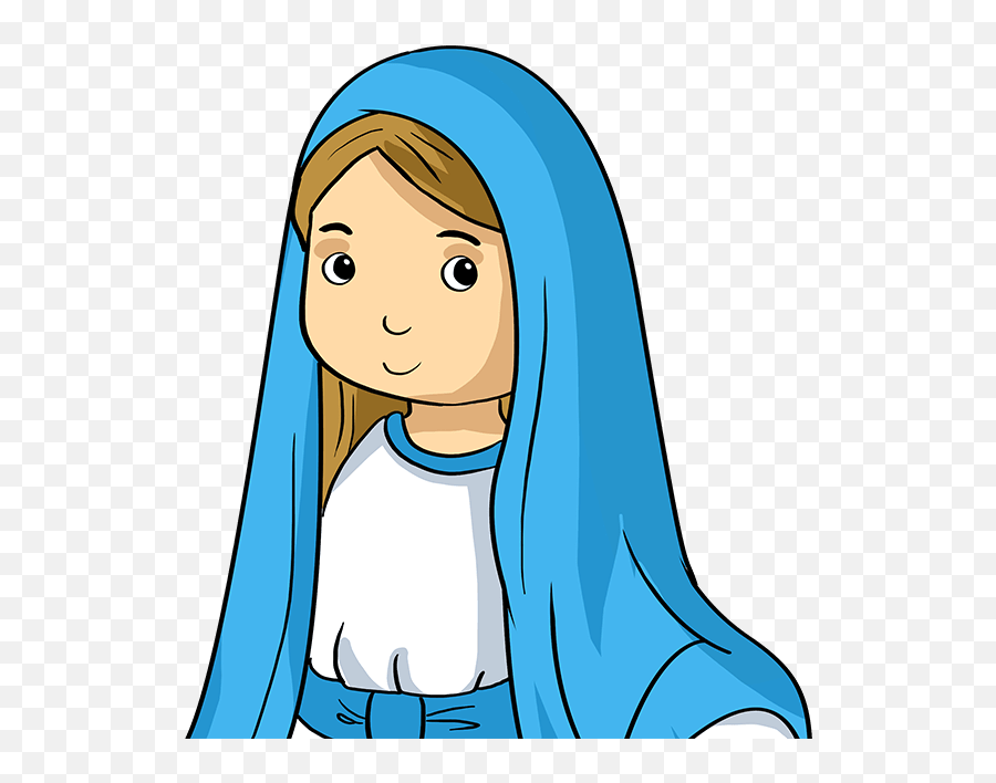 How To Draw The Virgin Mary - Really Easy Drawing Tutorial Mama Mary Drawing Easy Emoji,One Eyebrow Raised Emoji