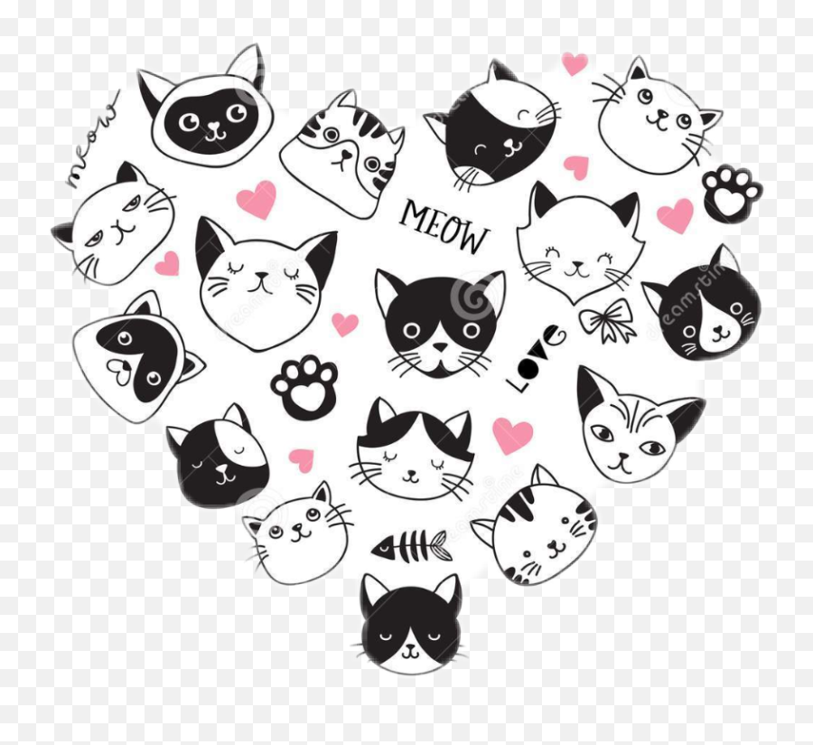 Cat Heartcat Heart - Sticker By Anka Cats Heart Vector Emoji,Cat Heart Emoji Meme