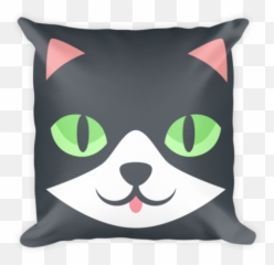 Cat Emoji Pillow - Cat Face Vector Cartoon,Gray Cat Emoji