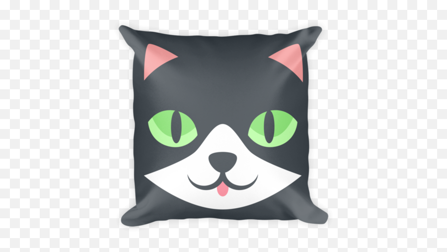 Cat Emoji Pillow - Cat Face Vector Cartoon,Gray Cat Emoji
