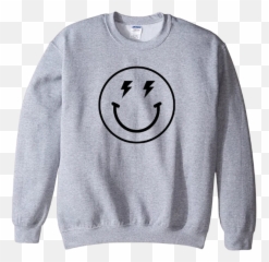 GREY LIGHTNING SMILEY CREWNECK - Long Sleeve Emoji