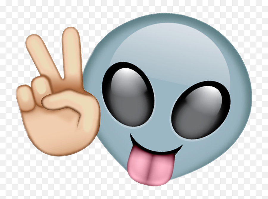 Alien Victory Hand - Tongue Sticking Out With Peace Sign Emoji,Victory Hand Emoji