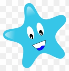 Blue Star With Smiley - Clip Art Kids Emoji