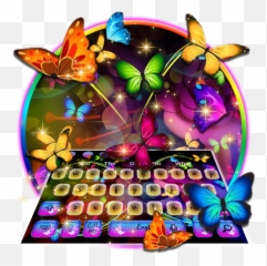 Glowing Neon Butterfly Keyboard Theme - Butterfly Emoji,Butterfly Emoticon