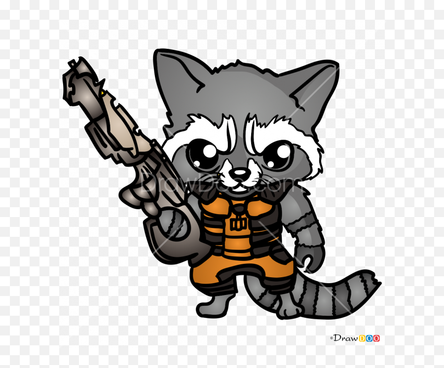 How To Draw Raccoon Chibi - Stickers Rocket Png Marvel Emoji,Raccoon Emoji