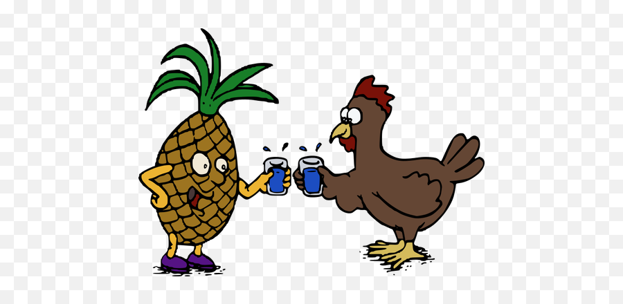 Pineapple And Chicken - Chicken Drink Water Cartoon Emoji,Chicken Nugget Emoji