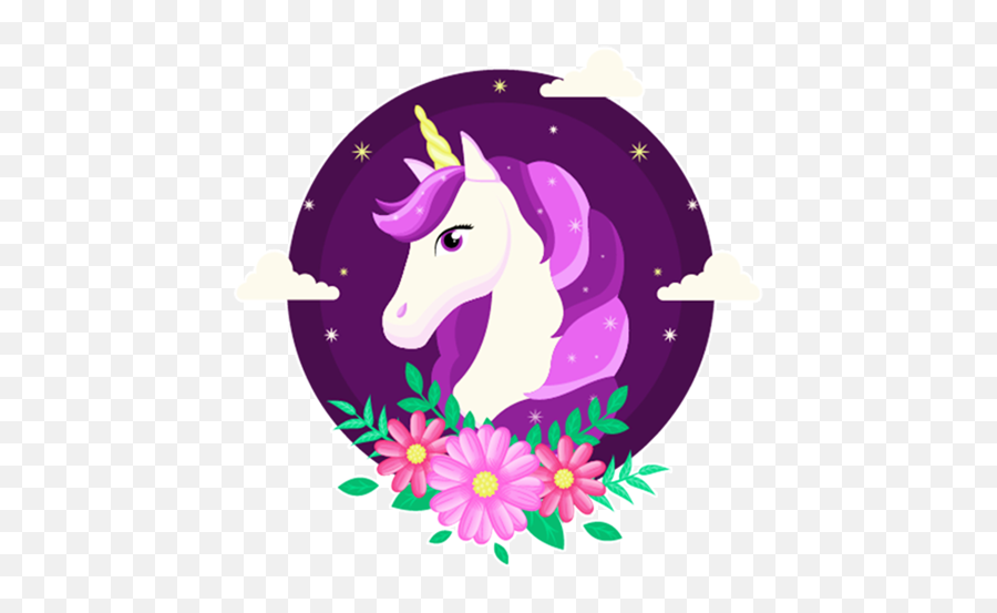Unicorn Lovely Wolrd Stickers - Illustration Emoji,Purple Horned Emoji