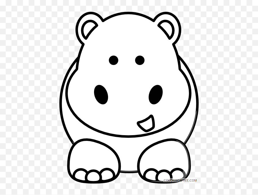 Cartoon Hippo Coloring Pages Cartoon Hippo At Printable - Hippo Clipart Black And White Emoji,Hippo Emoji