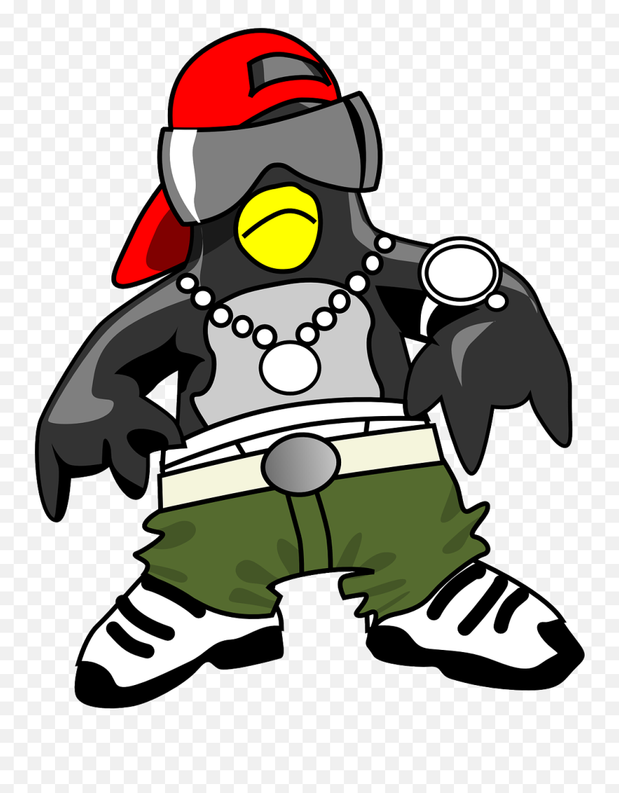 Penguin Bird Cool Rapper Gangster - Hip Hop Penguin Emoji,Curious Emoji