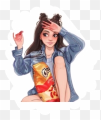 Girl Chips Sticker - Bff Drawings Of Cute Girls Emoji