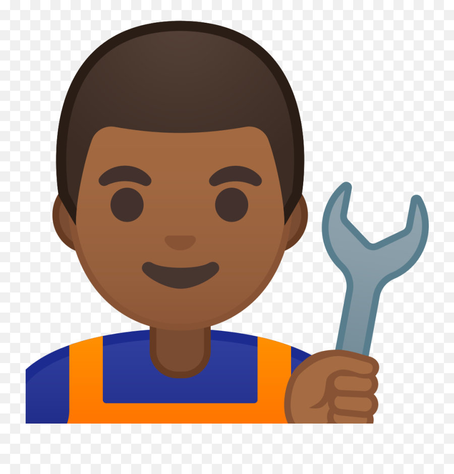 Man Mechanic Medium Dark Skin Tone Icon - Black Colored Person Cartoon Emoji,Emoji Old Man Clock