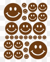 SMILEY FACE WALL DECALS IN BROWN - Maroon Smiley Face Emoji