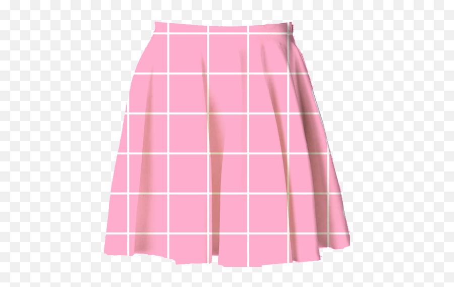 Pink Grid Skater Skirt - Skirt Png Emoji,Emoji Skirt