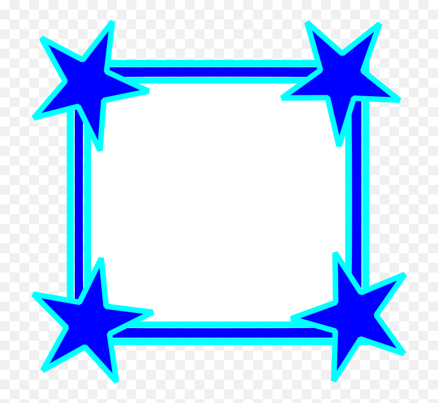 Clipart - Simple Bright Blue Star Cornered Frame Clip Art Star Frame Clip Art Emoji,Blue Star Emoji