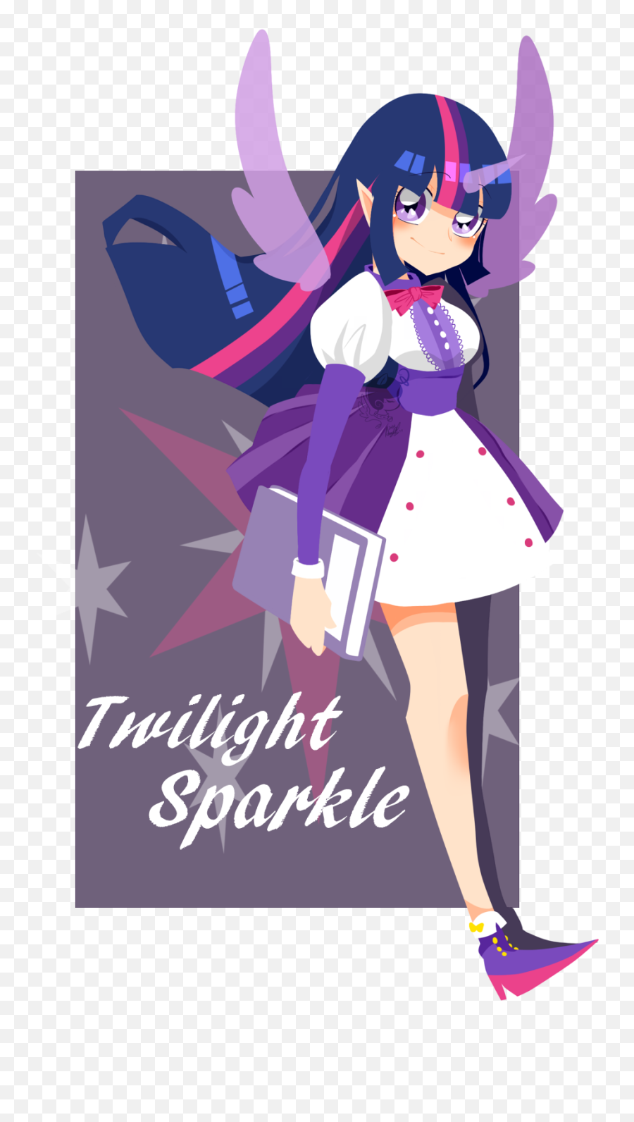 Download Hd Snow Angel Elf Ears - Twilight Sparkle Human Anime Emoji,Purple Horned Emoji