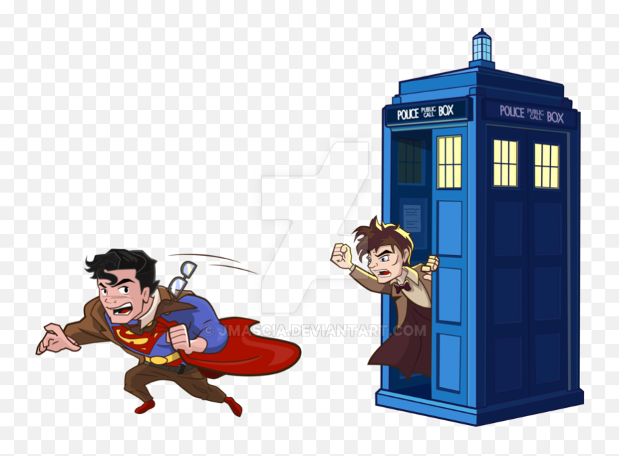 Transparent Tardis Cartoon Picture - Superman Tardis Emoji,Tardis Emoticon Facebook