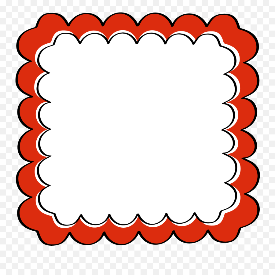 Scrapbook Frames And Borders Red Scalloped Frame - Free Dr Seuss Border Clipart Emoji,Frame With An X Emoji