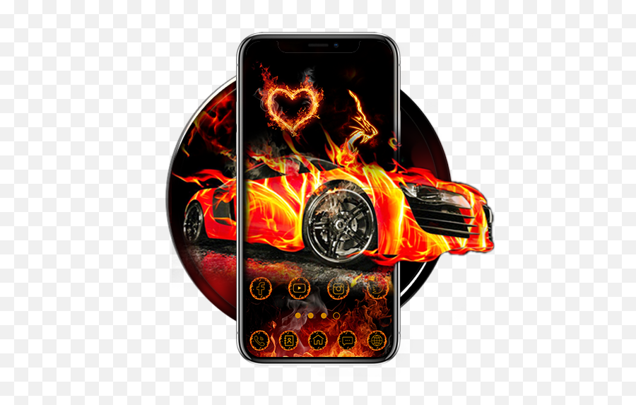Download Flaming Car Sports Launcher Theme Live Wallpapers - Neon Fire Cool Cars Emoji,Emoji Car Smoke