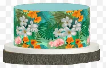 Flowers 9 - Decorated With Tropical Edible Icing Sheet Emoji,Emoji Cake Ideas