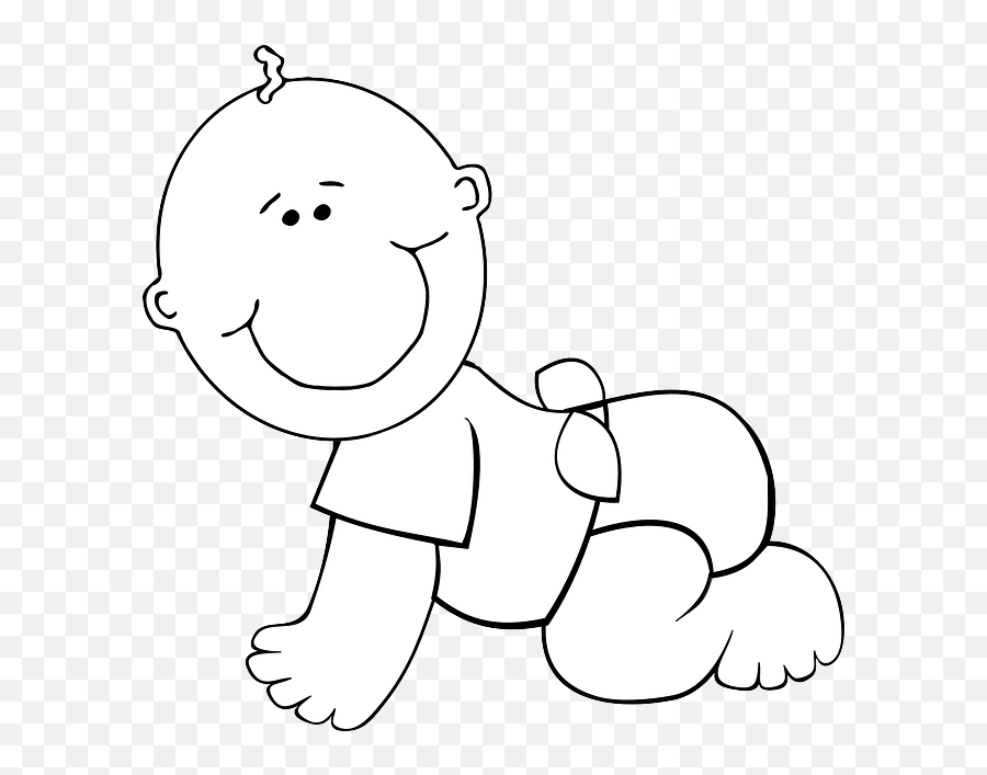 Baby Cartoon Smiling Cute - Baby Brother Clipart Black And White Emoji,Baby  Crawling Emoji - free transparent emoji 