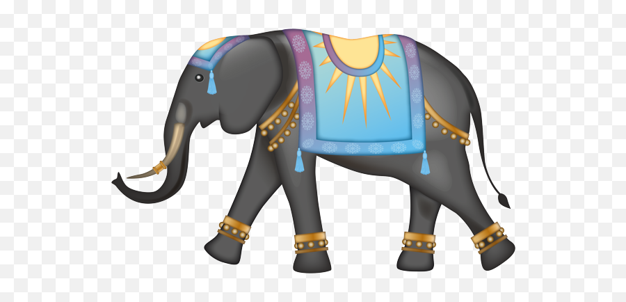Elephant With Blue Blanket - Indian Elephant Emoji,Asain Emoji