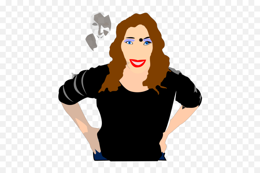 Girl With Brown Hair Staring Png Svg Clip Art For Web - Clipart Girl Wearing Black Shirt Emoji,Brown Girl Emoji
