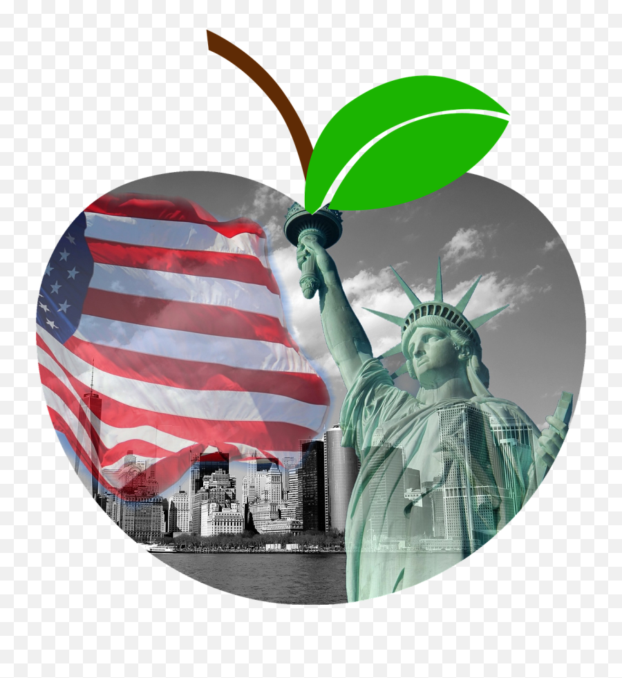 Apple New York Ny Manhattan The Statue - Statue Of Liberty Emoji,New York City Emoji