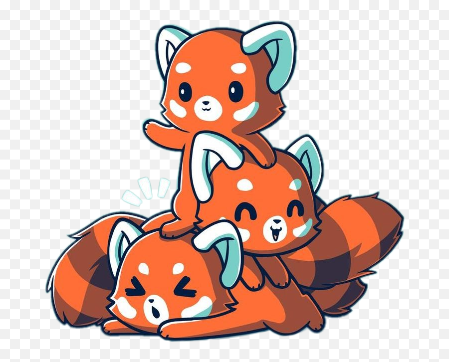 Freetoedit Cute Kawaii Redpanda Friends Hug Happy - Cartoon Cute Red Panda Emoji,Red Panda Emoji