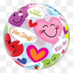 Valentineu0027s Smiley Hearts 22 Bubble Balloon - Inflatable Emoji