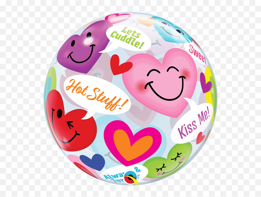 Valentineu0027s Smiley Hearts 22 Bubble Balloon - Inflatable Emoji,Emoji Pop 84