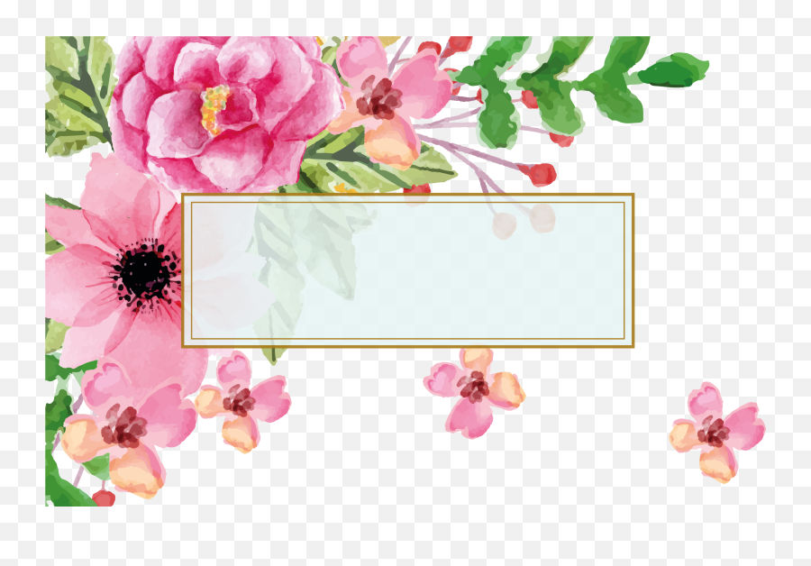 Download Flower To Visiting Text Border - Flower Watercolor Paintings Border Emoji,Flower Emoticon Text