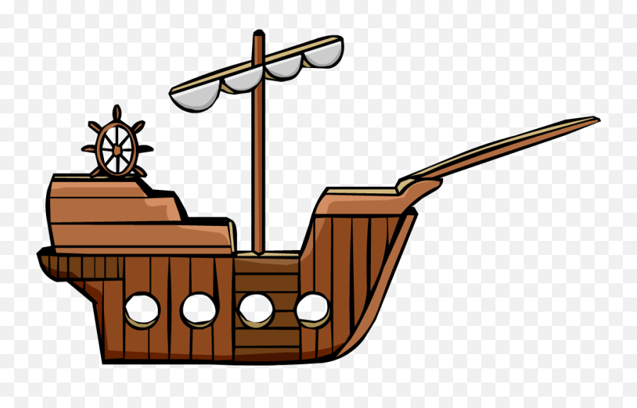 Pirate Sailing Ship - Transparent Background Cartoon Pirate Ship Png Emoji,Pirate Ship Emoji