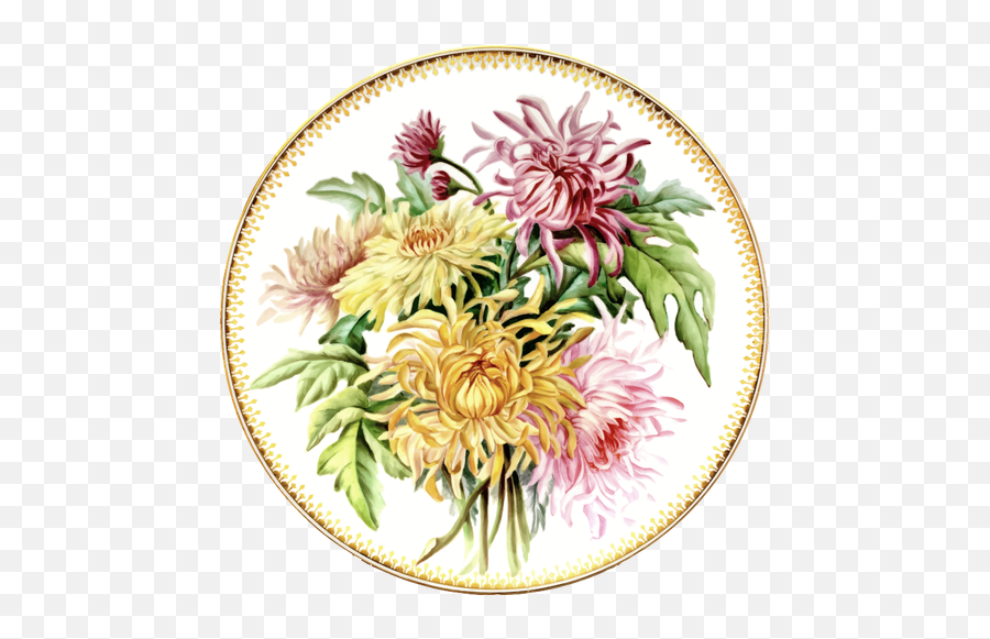 Flowery Plate - Chrysanths Emoji,Chicken Dinner Emoji