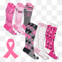 Breast Cancer Awareness Knee High Compression Socks - Sock Emoji,Emoji Socks