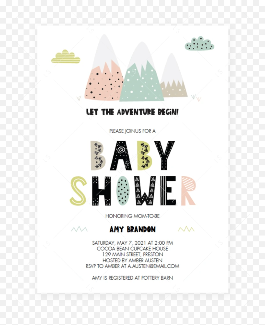 Scandinavian Mountains Baby Shower Invitation - Eye Liner Emoji,Mountains Emoji