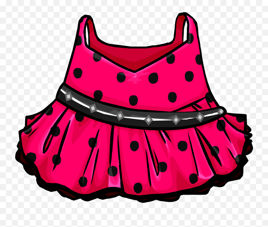 Dress Clipart Pink Polka Dot - Club Penguin Png Download Club Penguin Polka Dot Dress Emoji,Emoticon Dress