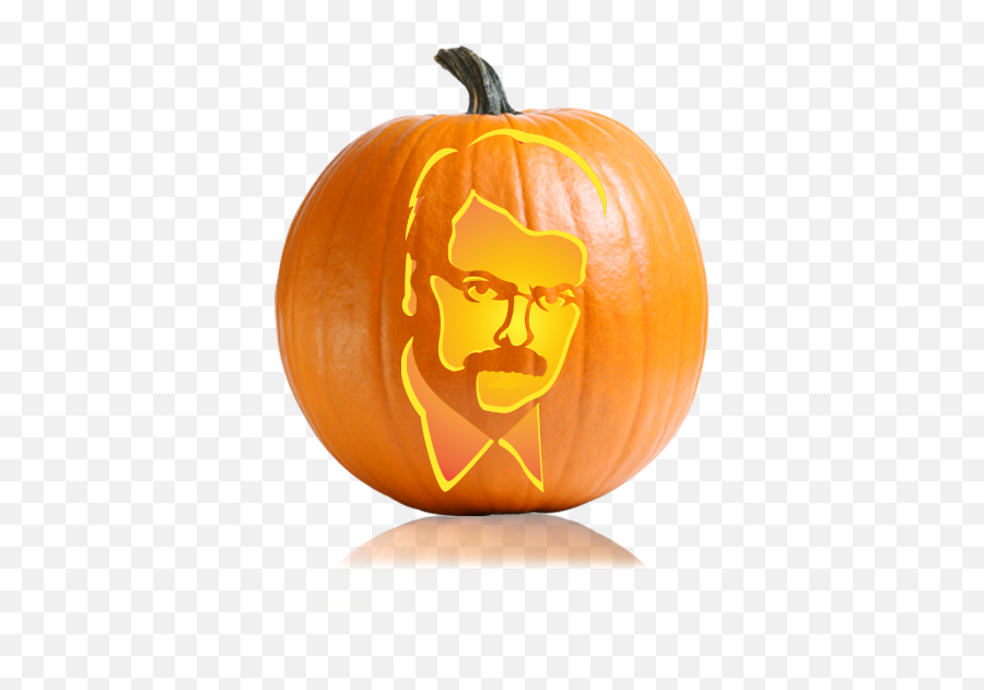 Ron Swanson Pumpkin Carving Stencil - Ron Swanson Pumpkin Stencil Emoji,Emoji Pumpkin Faces