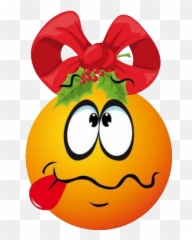 Gc Boule De Noël Orange Perplexe Qui Tire La Langue - Boule De Noel Smiley Emoji,Christmas Emoticons