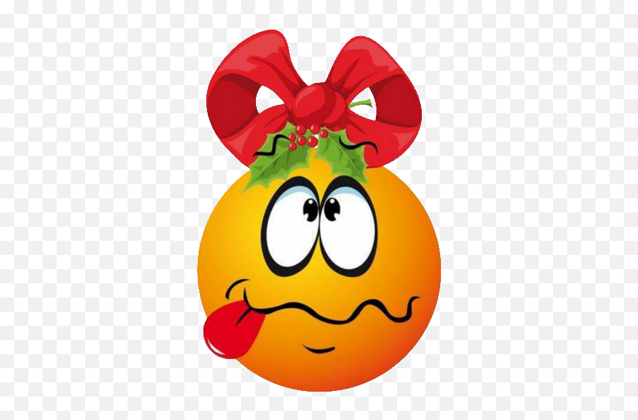 Gc Boule De Noël Orange Perplexe Qui Tire La Langue - Boule De Noel Smiley Emoji,Christmas Emoticons