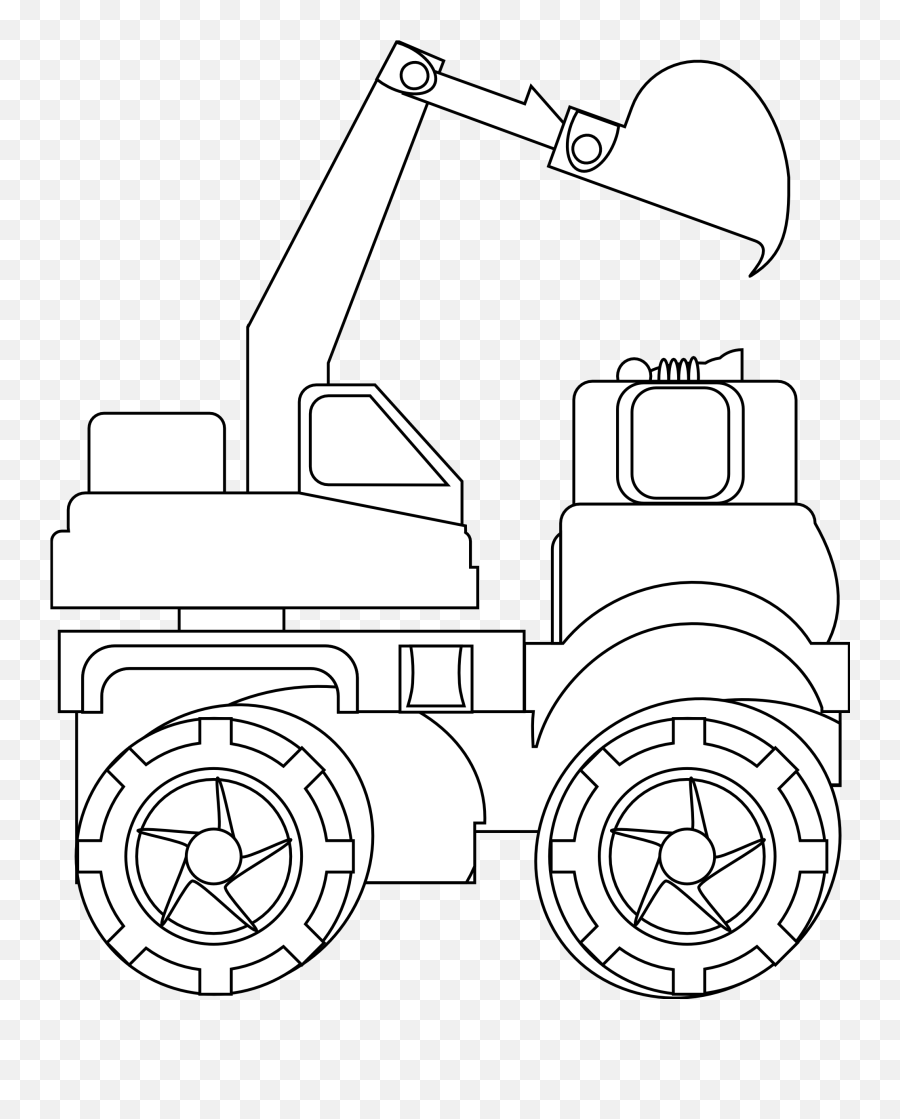 Fire Truck Clip Art Coloring Black - Excavator Emoji,Firetruck Emoji