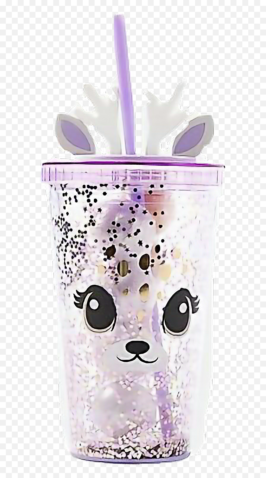 Purple Cup Straw Reindeer Cute Drink Freetoedit - Cartoon Emoji,Straw Emoji