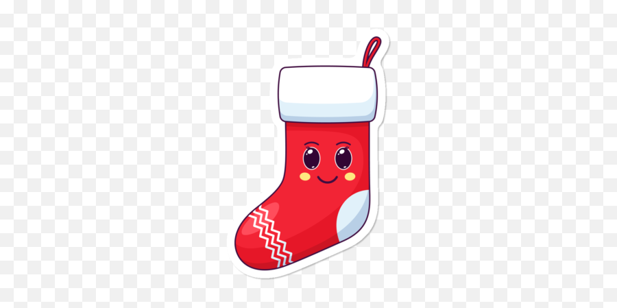 Cartoon Kawaii Santa Claus Sock With - Kawaii Dibujo De Santa Claus Emoji,Christmas Stocking Emoji