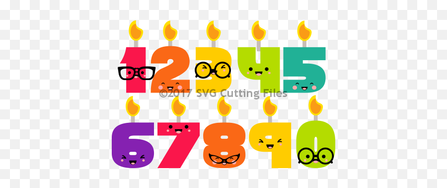 Kawaii Nerdy Birthday Candles - Clip Art Emoji,Birthday Emoticons Text