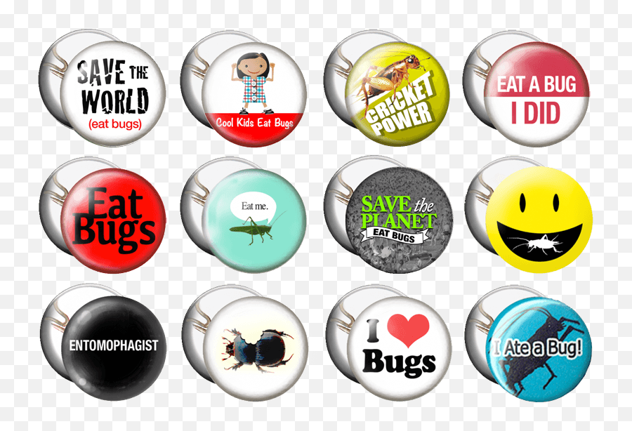 12 Entomophagy Buttons - Ate A Bug Emoji,Cricket Emoticon