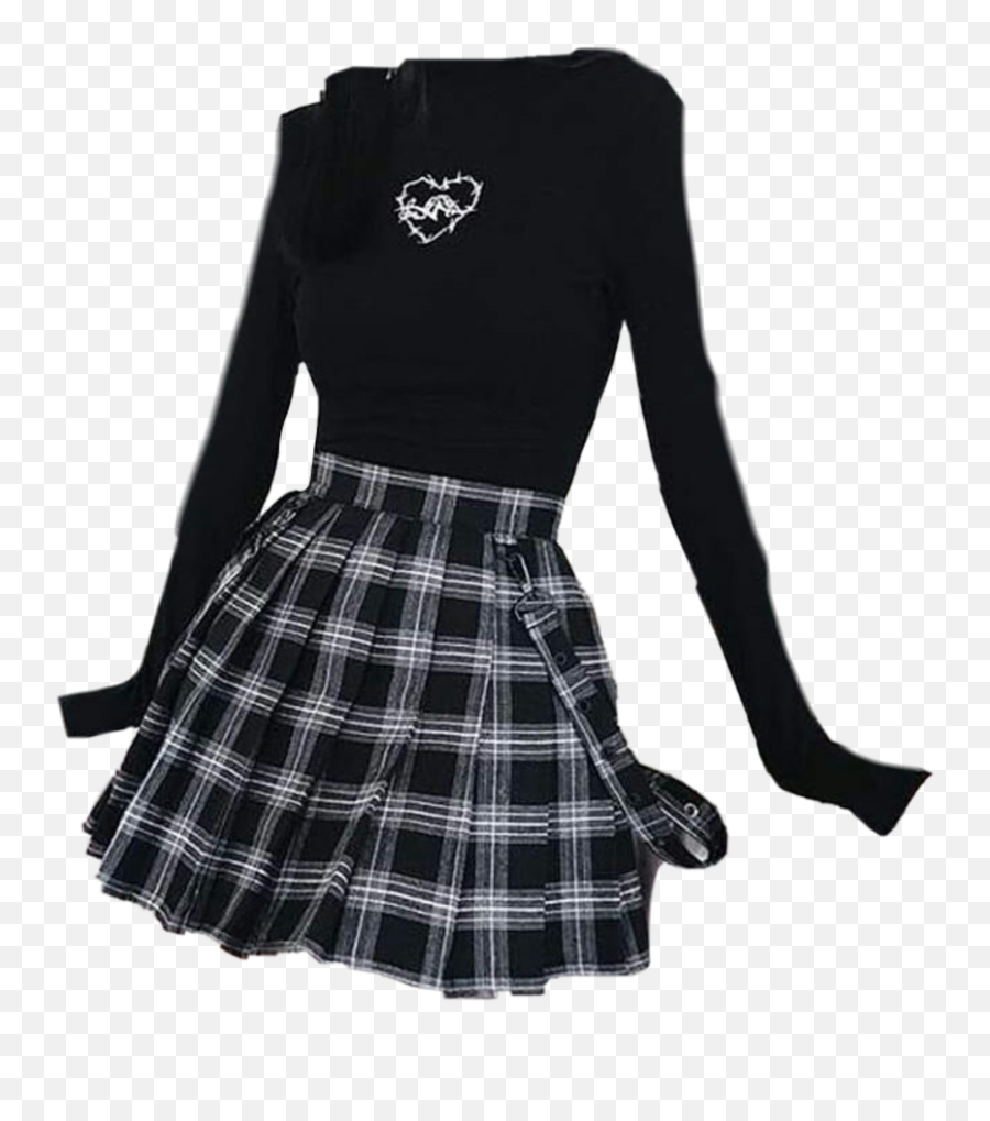 Aesthetic Vsco Clothes Shirt Egirl - Black And White Plaid Pleated Skirt Emoji,Emoji Shirt And Skirt