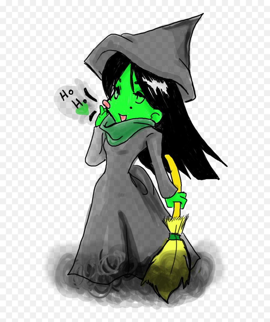 Evil Witch Drawing - Evil Chibi Witch Emoji,Witch On Broom Emoji