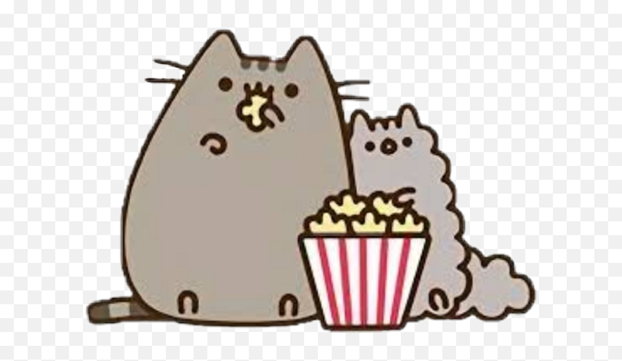 Pusheen Eating Popcorn With A Friend - Imágenes Del Gato Pusheen Emoji,Emoji Eating Popcorn