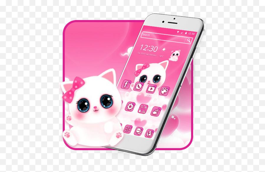 Cute Pink Kitty Theme - Mi Note 5 Pro Mobile Cover Emoji,Snapchat Friend Emoji Themes