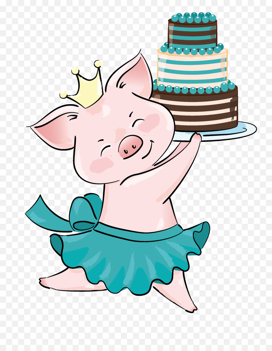 Cute Pig Princess With Birthday Cake - Cake Decorating Supply Emoji,Cute Emoji Cakes