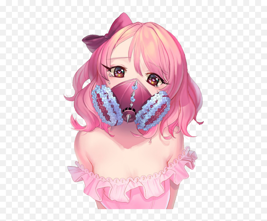Anime Girl Kawaii Cute Pink Hair Mask - Cute Pink Hair Anime Girl Emoji,Pink Hair Emoji